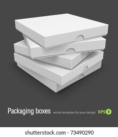 packing boxes with pizza vector illustration isolated on grey background