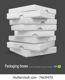 packing boxes with pizza vector illustration isolated on grey background