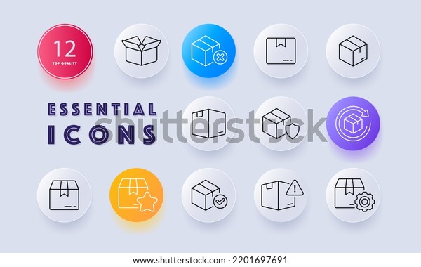 Packing Boxes Set Icon Wooden Cardboard Stock Vector (Royalty Free ...
