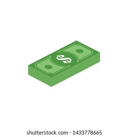 Packing in bundles of bank notes, bills fly. Flat vector cartoon money illustration. Objects isolated on a white background.