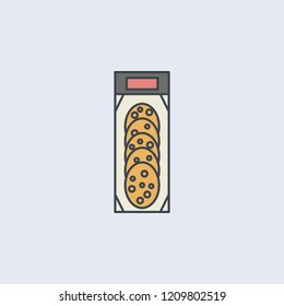 packing of chopped sausages colored outline icon. One of the collection icons for websites, web design, mobile app
