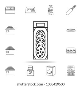 packing of chopped sausages icon. Detailed set of shops and hypermarket icons. Premium quality graphic design. One of the collection icons for websites, web design, mobile app on white background