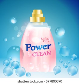 Packing cleaner. Detergents vector design template ad