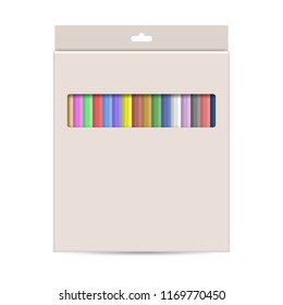 Packing with colored pencils, isolated on white background, vector illustration.