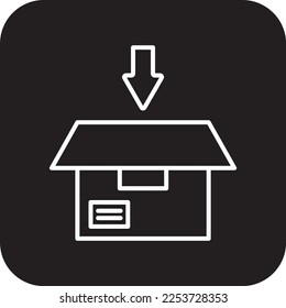 Packing delivery service icon with black filled line style. Shipping sign symbol. Related to order tracking, delivery home, warehouse, truck, courier and cargo icons. Vector illustration