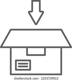 Packing delivery service icon with black outline style. Shipping sign symbol. Related to order tracking, delivery home, warehouse, truck, scooter, courier and cargo icons. Vector illustration