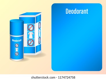 packing deodorant spray with symbols of protection from sweat. Vector Illustration