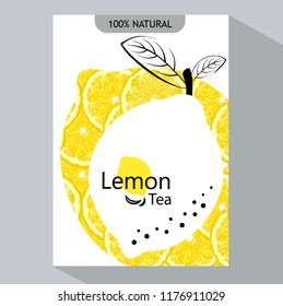 Packing design of lemon. Vector illustration lemon banners. Design for juice, tea, ice cream, lemonade, jam, natural cosmetics, sweets and pastries filled with lemon, dessert menu.