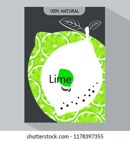 Packing design of Lime. Vector illustration Lime banners. Design for juice, tea, ice cream, lemonade, jam, natural cosmetics, sweets and pastries filled with lemon, dessert menu.