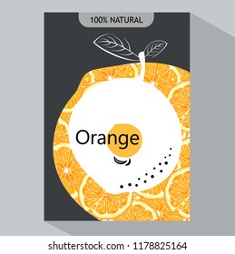 Packing design of orange. Vector illustration orange banners. Design for juice, tea, ice cream, lemonade, jam, natural cosmetics, sweets and pastries filled with orange, dessert menu