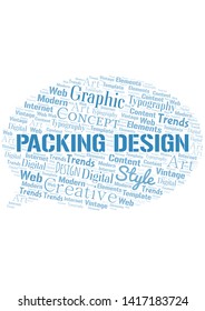 Packing Design word cloud. Wordcloud made with text only.