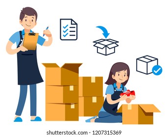 Packing goods for delivery to customer.  The beginning of being a merchant and small Business Owner.