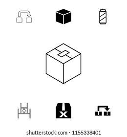 Packing icon. collection of 7 packing filled and outline icons such as box, question box, object move. editable packing icons for web and mobile.