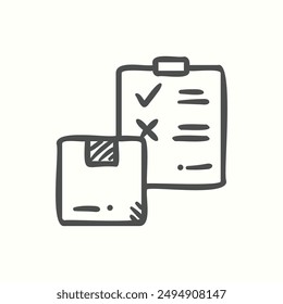 packing icon, isolated hand drawn icon theme ecommerce