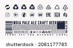 Packing icons set. Design of information and prohibition package signs for alcohol label. Vector illustration. Black print on white background