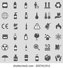 Packing Icons. Sticker Design. Vector Illustration.