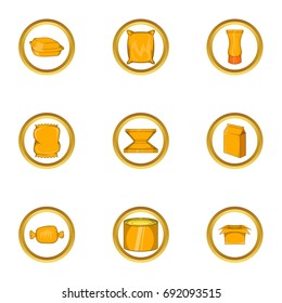 Packing industry icon set. Cartoon set of 9 packing industry vector icons for web isolated on white background