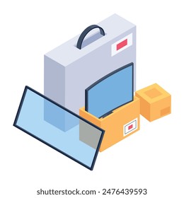 Empaquetado de iconos de estilo isométrico 
