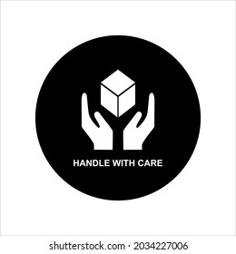 Packing Label Icon Symbol in the Circle Frame. Handle With Care Illustration. Vector Illustration