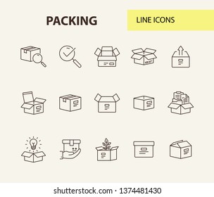 Packing line icon set. Delivery and packaging concept.Vector illustration can be used for topics like post office, courier, logistics