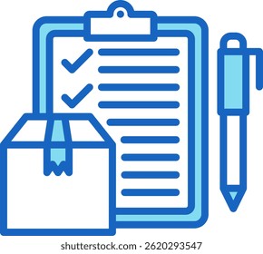 Packing List Icon Blue Vector Illustration