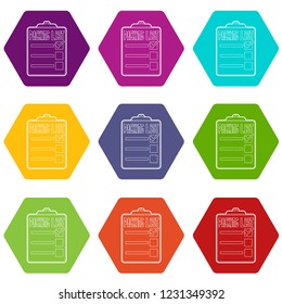 Packing list icons 9 set coloful isolated on white for web