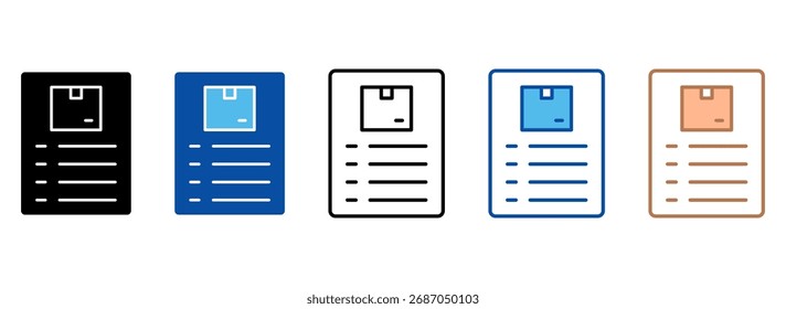 Empacotando Ícones De Lista No Contorno, Ilustração De Vetor