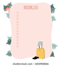 Packing List For Trip Or Travel Planner. Hand Drawn Illustration. Stock Vector