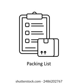 Packing List vector outline Design illustration. Symbol on White background EPS 10 File 