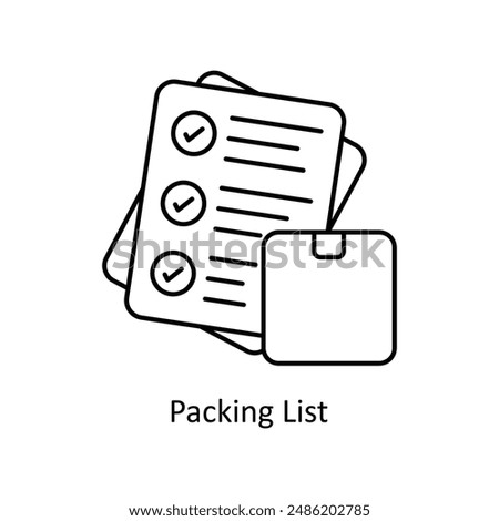 Packing List vector outline Design illustration. Symbol on White background EPS 10 File 