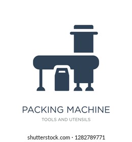 packing machine icon vector on white background, packing machine trendy filled icons from Tools and utensils collection, packing machine vector illustration