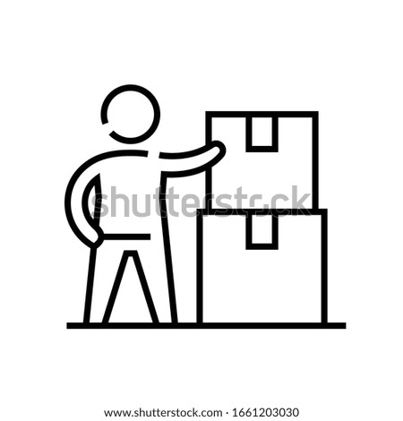Packing up for moving line icon, concept sign, outline vector illustration, linear symbol.