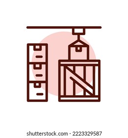 Icono de línea de color de órdenes de embalaje. Pictograma para página web
