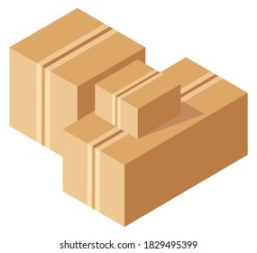 Icono de empaquetado del producto. Embalaje de cajas amarillas, servicio de paquetes, paquete de transporte, entrega de contenedores, entrega de cajas, envío, envío y logística de ilustraciones vectoriales aisladas