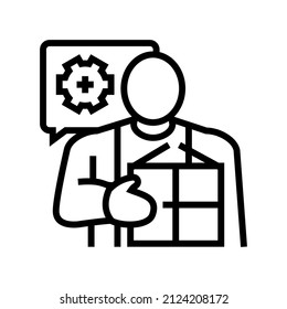 packing services facilitator line icon vector. packing services facilitator sign. isolated contour symbol black illustration