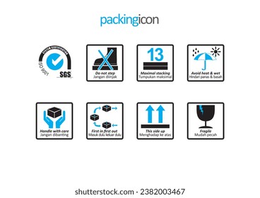 packing sign, icon for designing packaging ideas, with blue content, and full editable
