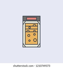 packing of sliced cheese colored outline icon. One of the collection icons for websites, web design, mobile app