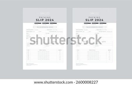 Packing Slip Design layout Template With 2 page concept Accents	