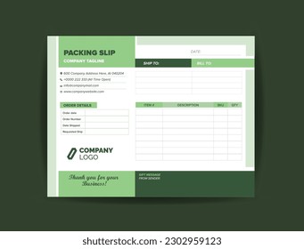 Packing Slip Templates Print Design