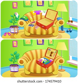 Packing suitcase for a summer holiday, vacation or trip. Before and after.