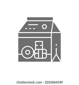 Packing for sweets and donuts, takeaway grey icon.