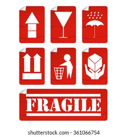 Packing symbols stickers set on white background