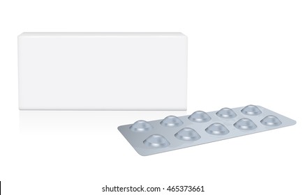 Packing with tablets. Mock Up Vector