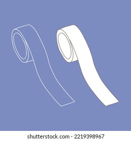 Packing tape mockup. Linear, vector, realistic, outline illustration.
