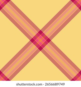 Vetor de tartan de embalagem sem emenda, verificação de fundo têxtil bonita. Estilo tecido xadrez padrão de textura na paleta de cores âmbar e rosa.