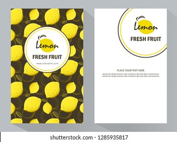 Packing template design of Lemon. Vector illustration lemon vertical banners. Design for juice, tea, ice cream, lemonade, jam, natural cosmetics, sweets and pastries filled with lemon, dessert menu.