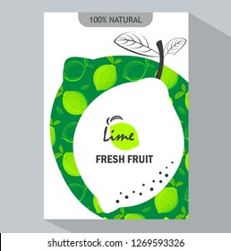 Packing template design of  lime. Vector illustration lime banners. Design for juice, tea, ice cream, lemonade, jam, natural cosmetics, sweets and pastries filled with lemon, dessert menu.