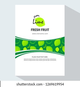 Packing template design of lime. Vector illustration lime banners. Design for juice, tea, ice cream, lemonade, jam, natural cosmetics, sweets and pastries filled with lemon, dessert menu.