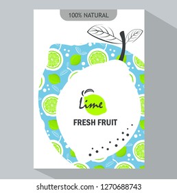 Packing template design of  lime. Vector illustration lime banners. Design for juice, tea, ice cream, lemonade, jam, natural cosmetics, sweets and pastries filled with lemon, dessert menu.