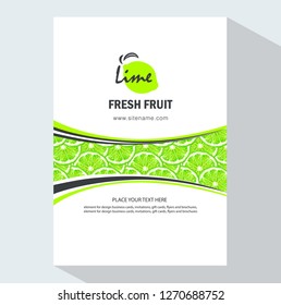 Packing template design of  lime. Vector illustration lime banners. Design for juice, tea, ice cream, lemonade, jam, natural cosmetics, sweets and pastries filled with lemon, dessert menu.